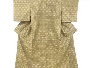 未使用品　格子に絣柄織り出し手織り紬着物